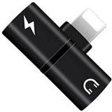 Mini Adaptor Lightning Splitter iUni dual port, pentru casti si incarcare iPhone, Black